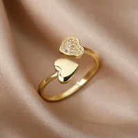 Zircon Geometric Heart Rings For Women Stainless Steel Gold Color Wedding Ring Luxury Aesthetic Jewlery Couple Gift 2025 4