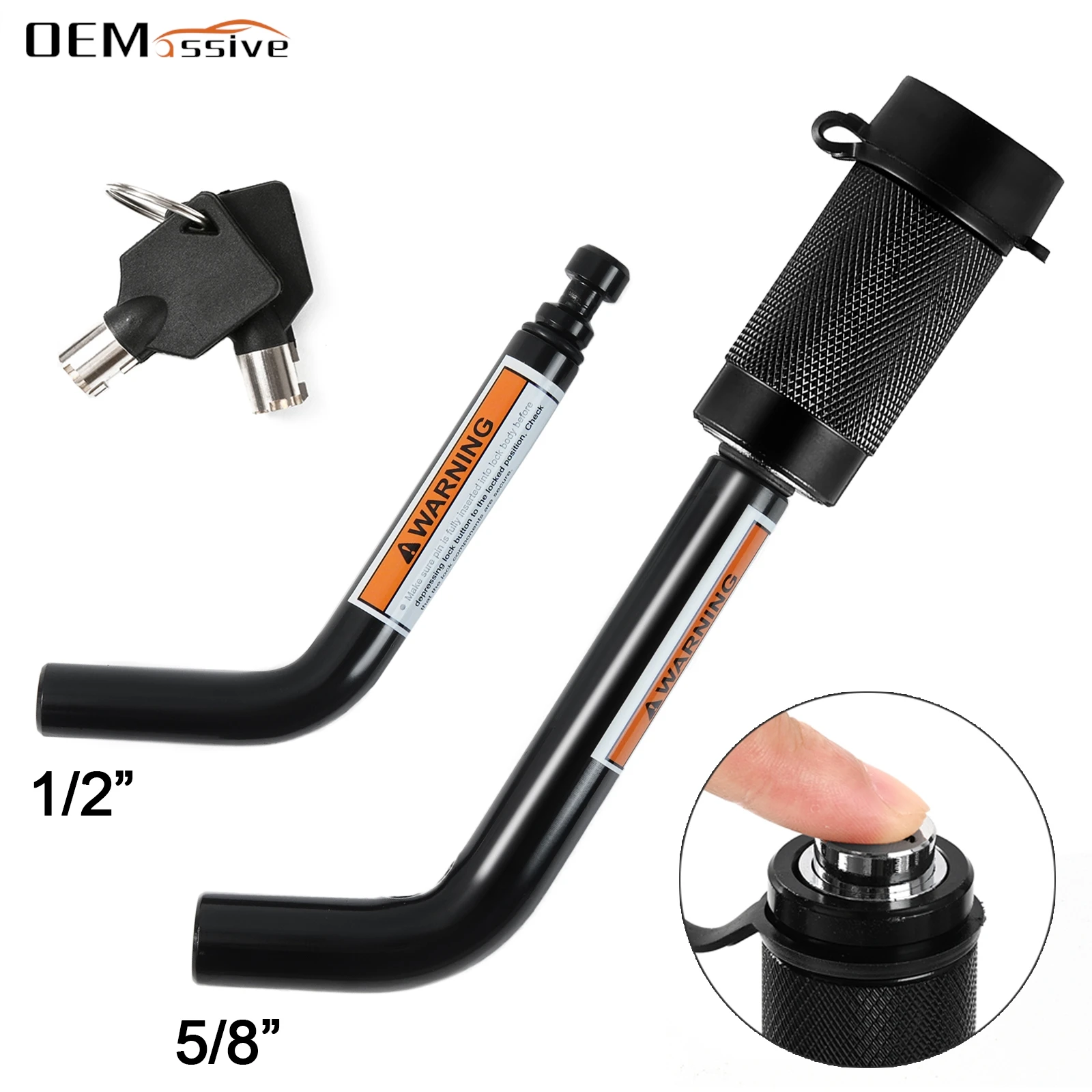 Trailer Coupling Lock 5/8" 1/2" Trailer Hitch Pin Lock With Keys For RV Truck Trailer Tow Receiver Universal Anti Theft