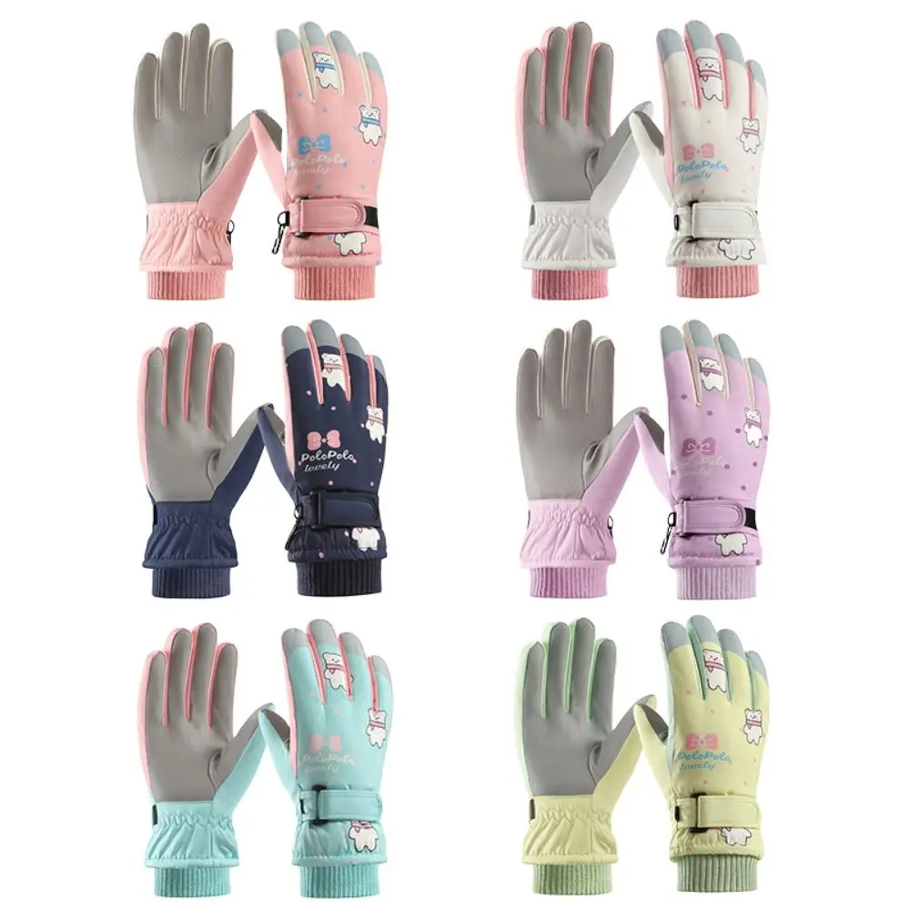 Children Ski Gloves Non-slip Windproof Sports Mittens Snow Snowboard Touch Screen Cycling Gloves Boys Girls Thick Warm