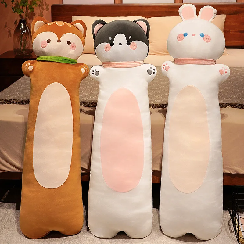 

80/110/130CM Cute Soft Long Cat Monkey Rabbit Husky Plush Toys Stuffed Animal Cushion Sleeping Pillow for Kids Girlfriend