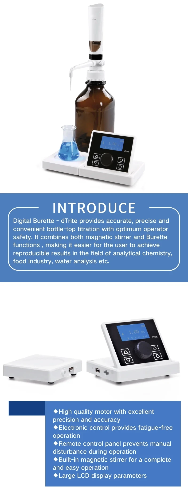 Laboratory Liquid Handling Digital Bottle Top Dispenser dFlow / Electronic Digit