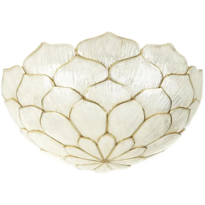 

New York Downtown Park Imported Genuine Warmth Begins to Open Skylight White Lotus Natural Shell Ceiling Lamp