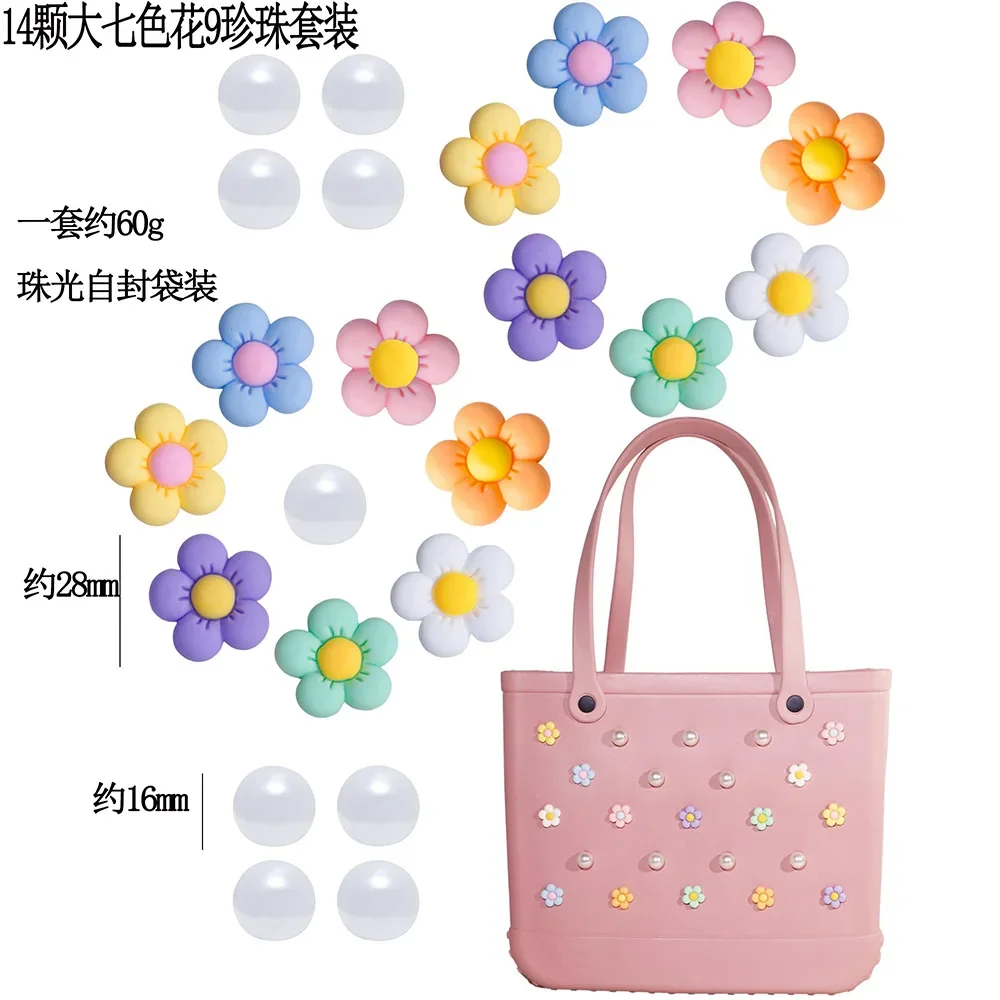 Lot Diamant Perle große Größe Strandtasche Schnalle Charme Kette Dekorationen Zubehör für Totes Bogg Tasche Frau DIY Geschenk Reise Anhänger – Detail 9
