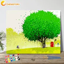 

CHENISTORY Oil Painting By Numbers Green Tree Landscape Diy Pictures By Number Kits Drawing On Canvas Handpainted Gift Home Deco
