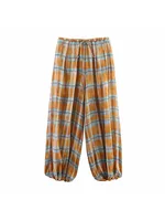 Women's 2025 Autumn Fashion Versatile Bloomers Plaid Printed Loose Pants Female High-Waist Drawstring Casual Trousers - Image 5