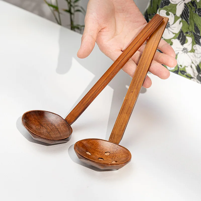 Japanese Public Hot Pot Spoon Ramen Colander Long Handle Household Soup Spoon Wooden Fishing Cooking Tool Lrage Colander