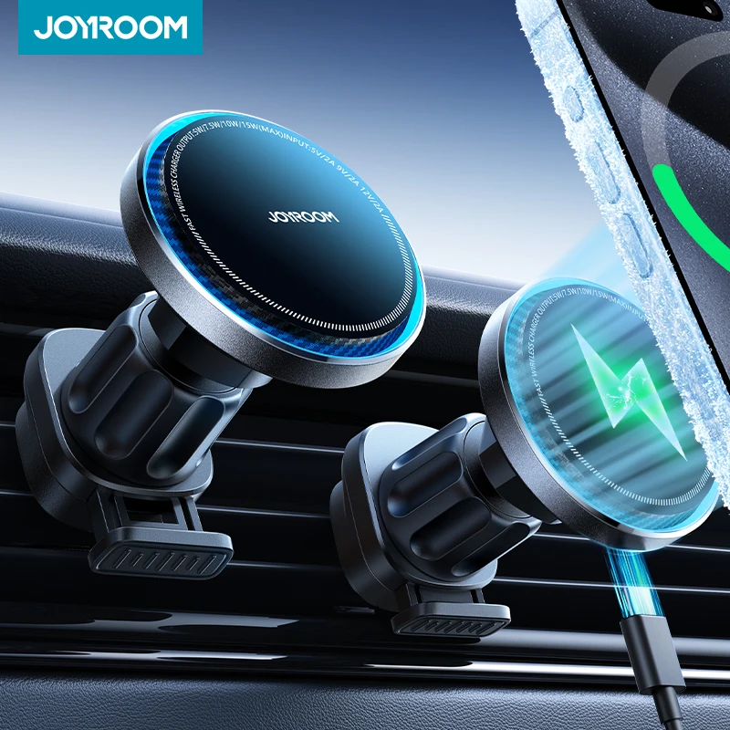 

Беспроводное Автомобильное зарядное устройство JOYROOM, 15 Вт, магнитное автомобильное зарядное устройство с охлаждающим вентилятором, быстрая зарядка, автомобильный держатель для телефона для iPhone