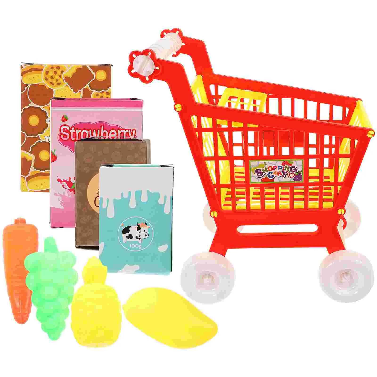 Play House Toy Shopping Trolley Kids for Grocery Cart Plastic Child Supermarket Small Puzzle 2
