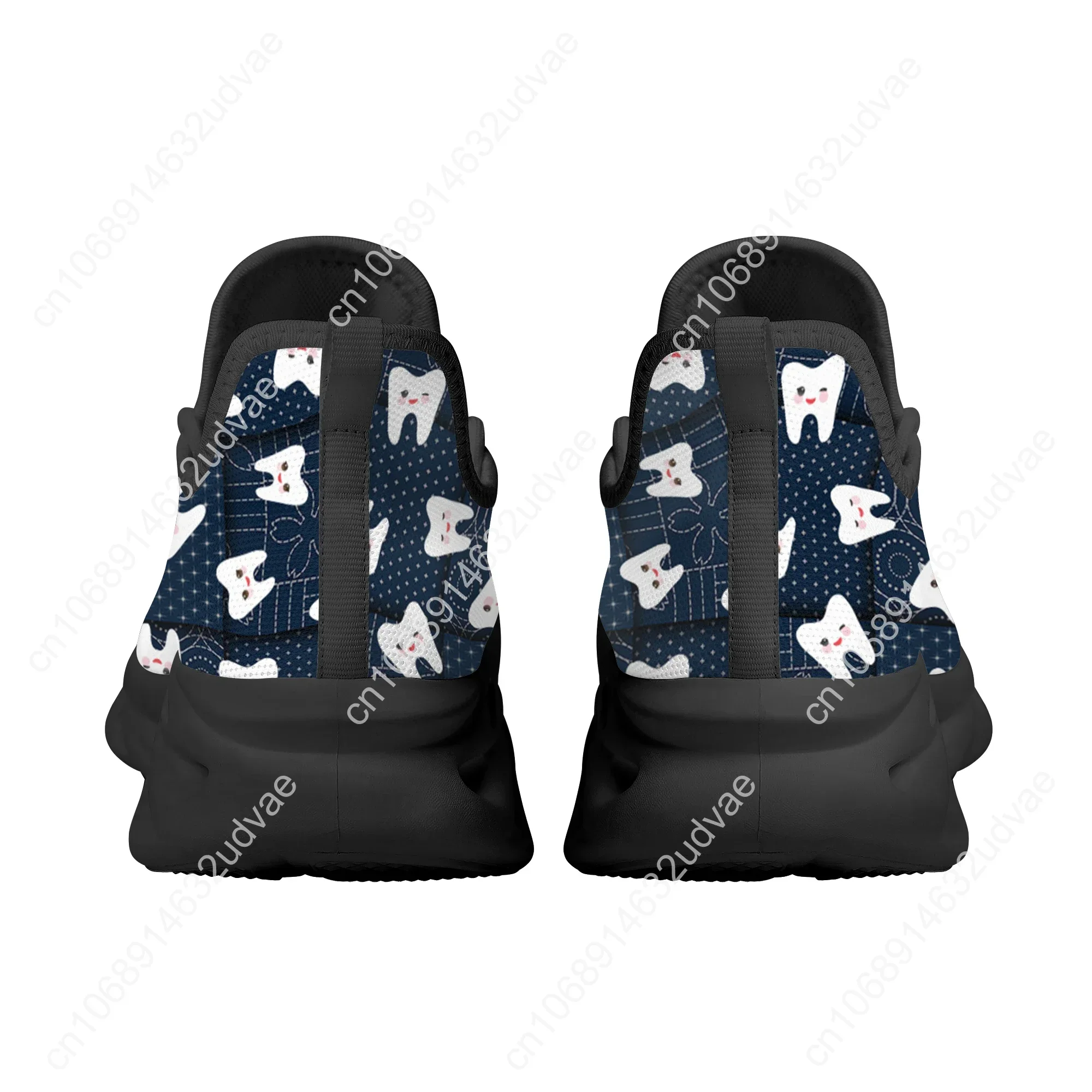 Women Platform Sneakers Cute Manga Teeth Print Casual Flat Shoes Dental Design Non-slip Lace Up Jogging Shoes Chaussure Femme