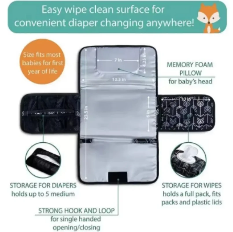 Multi functional portable baby diaper changing pad cover. Diapers are more suitable for baby product changing pads