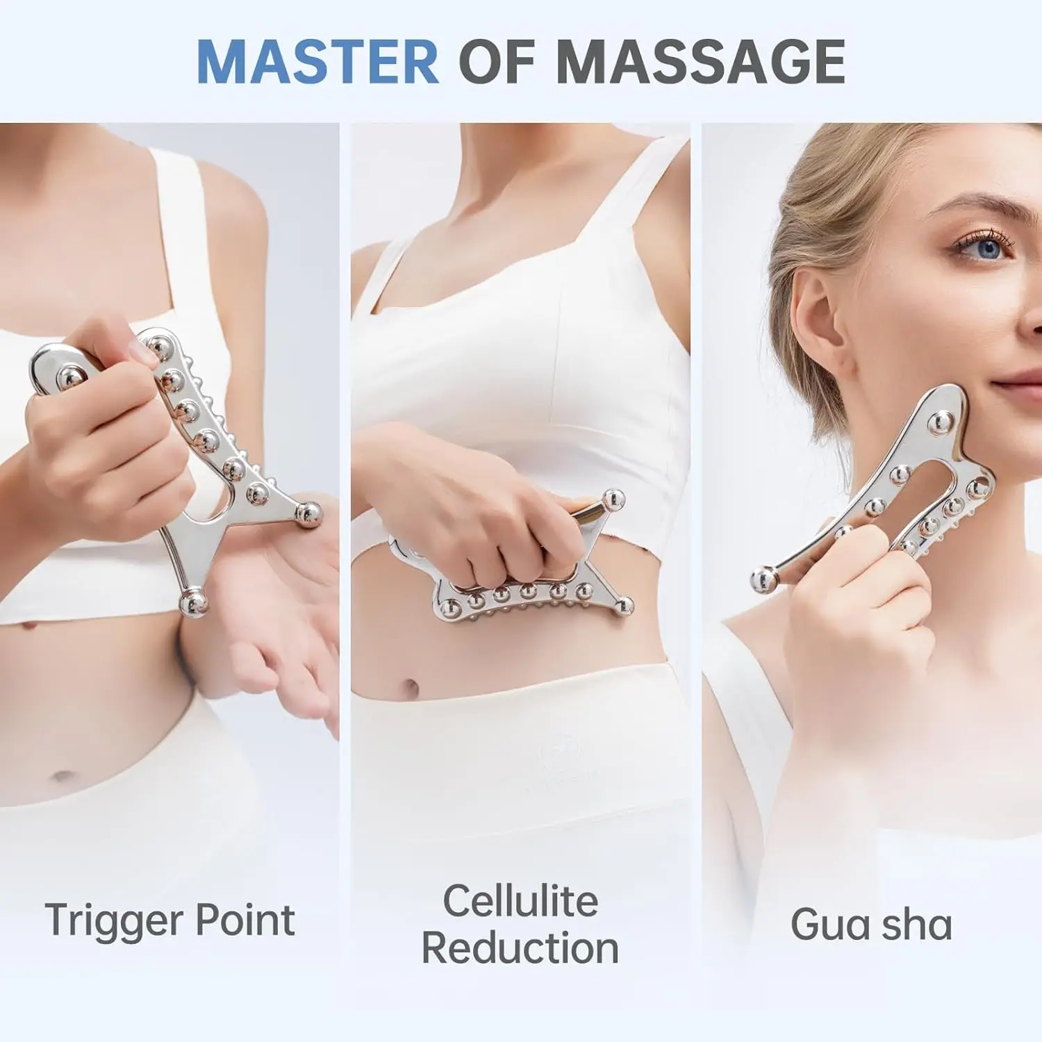 Metal Body Gua Sha Tool Muscle Scraper Tool Lymphatic Drainage Massager Fascia Blaster for Cellulite Trigger Point Massage Tool