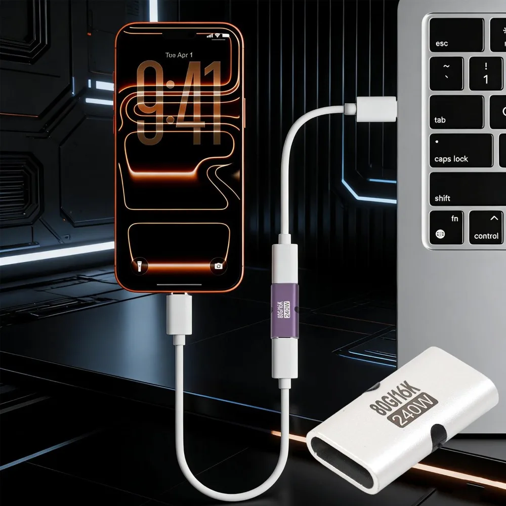 1-10개 240W PD 80Gbps 고속 USB C 여성-여성 어댑터 16K 60Hz 비디오 맥북 프로 에어 아이패드 타입-C 허브 컨버터