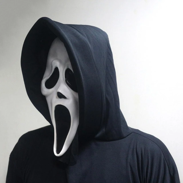 Scary Ghost Face Scream Mask Halloween Party Dress with Hood