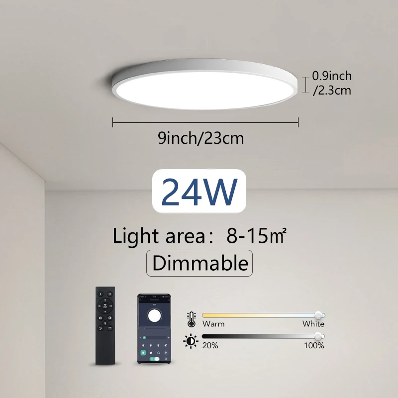 flush mount lighting MARPOU 0.9inch Ultra Thin Smart LED Ceiling Lamp APP/Remote Control Dimmable Lustre Led Ceiling Light for Living room decoration black downlights Downlights