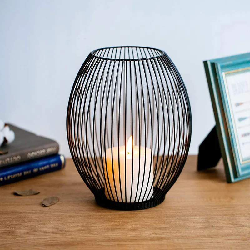 

1 шт. романтический подсвечник с черным фонариком, железный подсвечник, подсвечник с геометрическим рисунком, настольное украшение, винтажные товары для дома