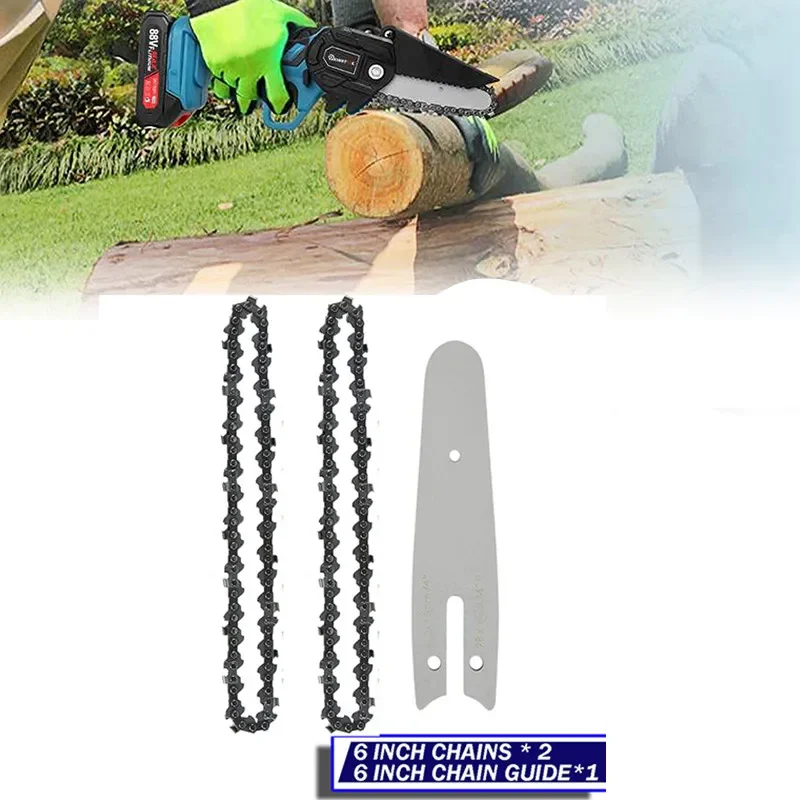 1/2/4pcs 6Inch Mini Chainsaw Chain 1/4" Pitch .043" Gauge Guide for Wood Cutting 37 Drive Links Replacement Chainsaw Spares