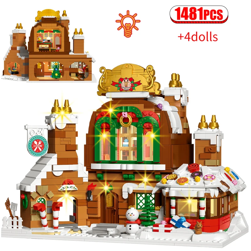 

1481 Pcs LED City Christmas House House Building Blocks Lamp Friends Castle Santa Claus Tree Bricks Toys Kids Architecture Gifts