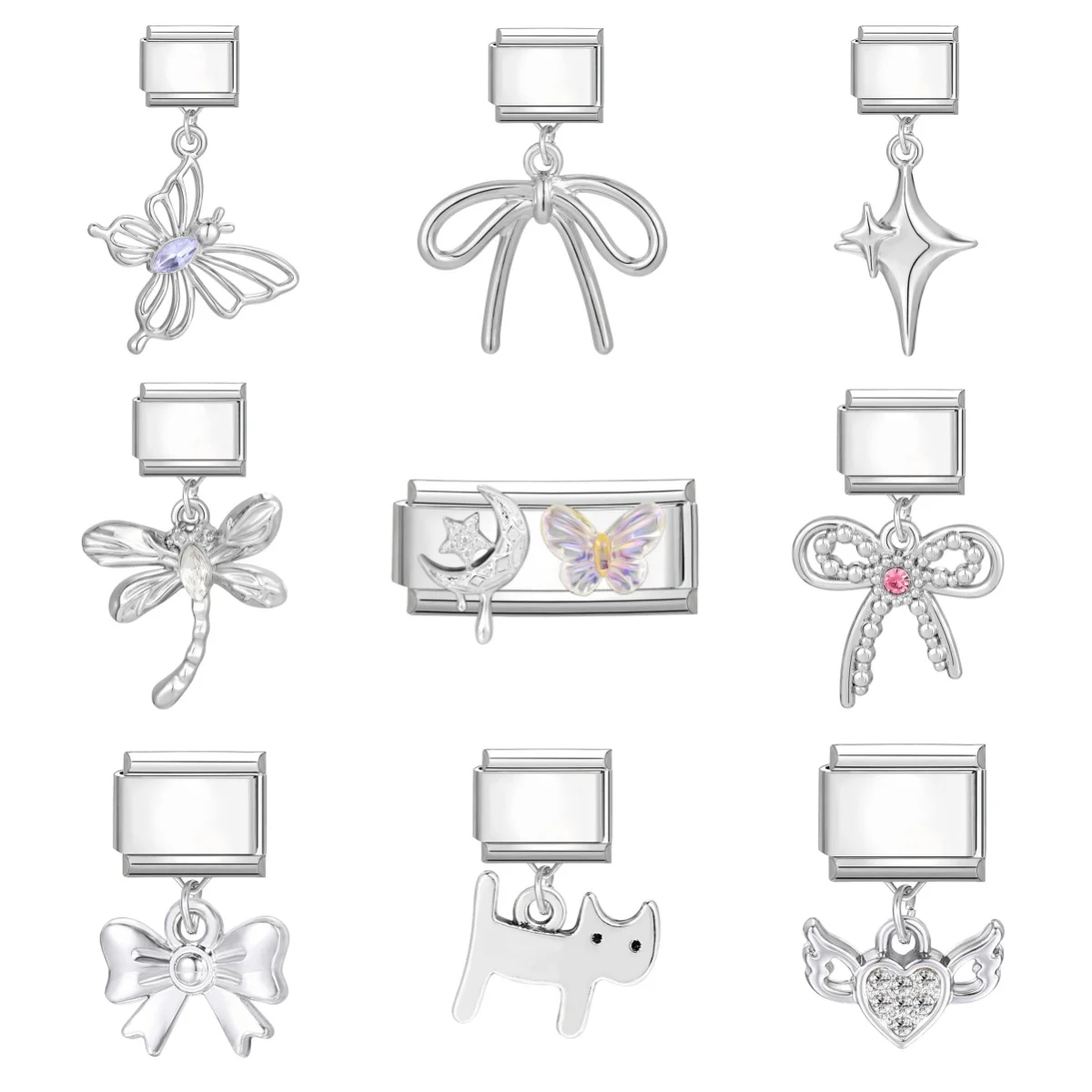 Y2k Pendant Italian Charm Link Stainless Steel Fit 9mm Bracelet Diy Making