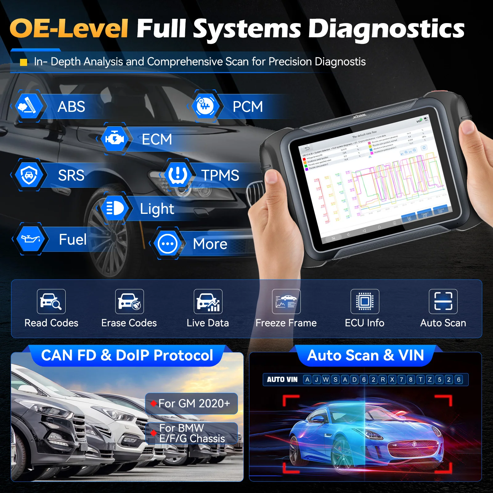 أداة تشخيص السيارات بتقنية البلوتوث XTOOL D8W D8S،...