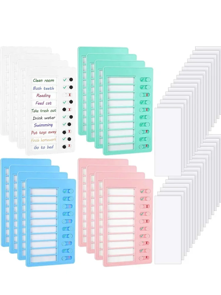 2er-Pack Aufgabentabelle für Kinder mit 10 Papiern, Aufgabentabelle aus Kunststoff, Checklistentafel, To-Do-Liste für die Planung zu Hause, Blankopapier – Detail 2