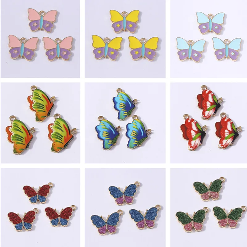 Duarte 20 Stück/Lot niedliche bunte Emaille-Anhänger mit fliegenden Schmetterlingen für die Schmuckherstellung, Ohrringe, Halsketten, Armbänder, DIY-Geschenke