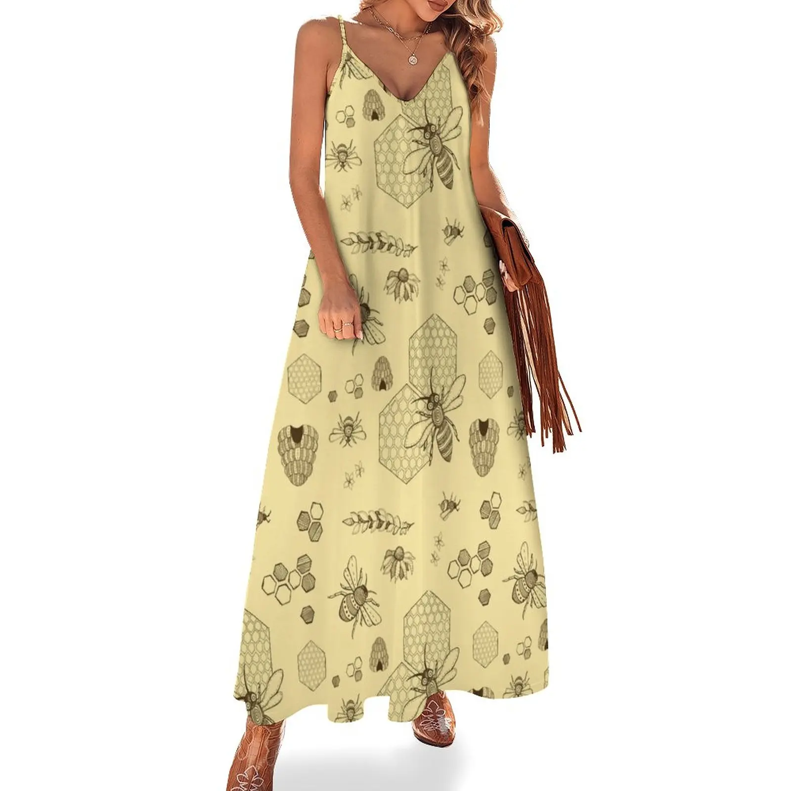 

Bee Pattern Sleeveless Dress dresses women summer 2024 birthday dresses for women