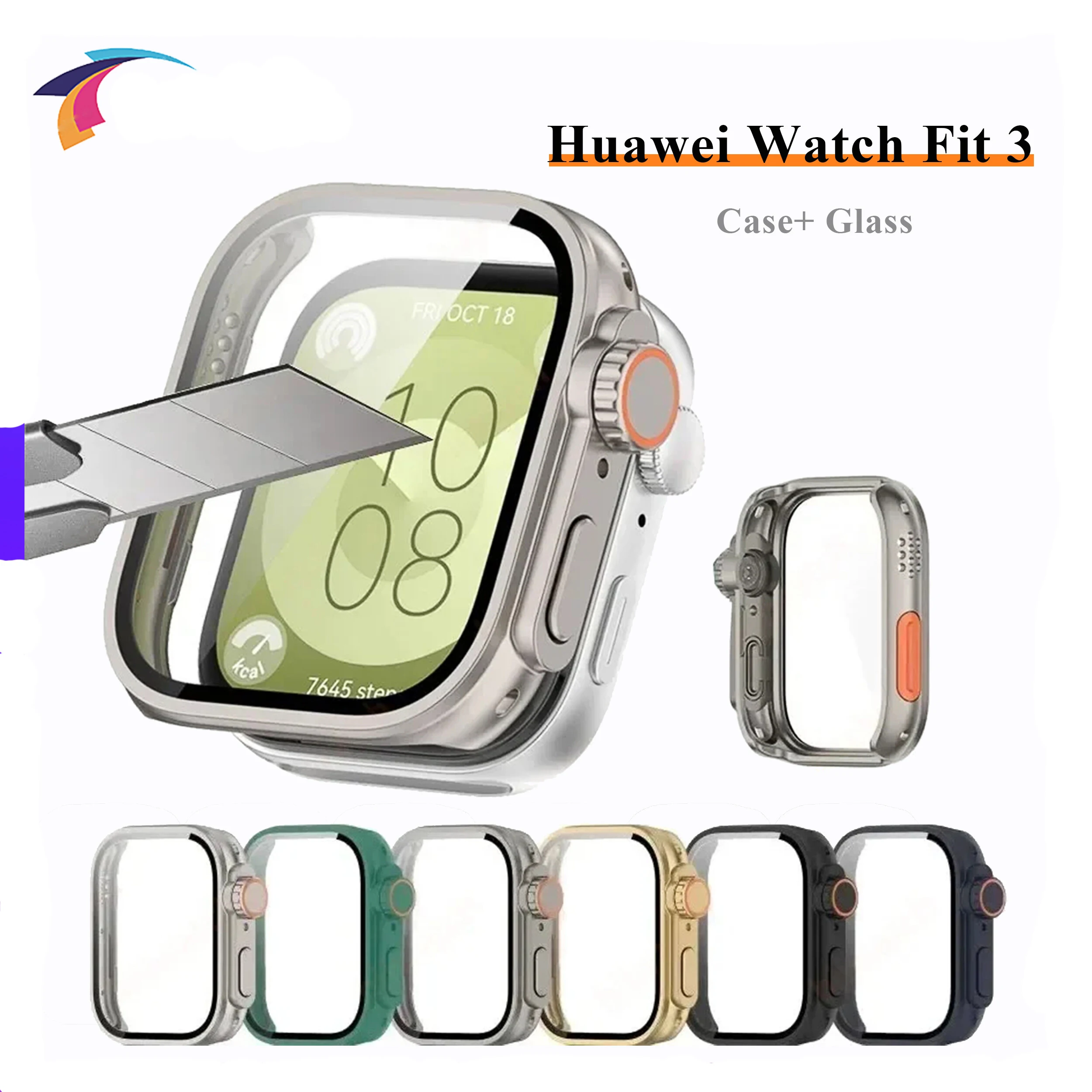 Ultra Protective Case with Tempered Glass Screen Protector for Smartwatch Fitness Tracking