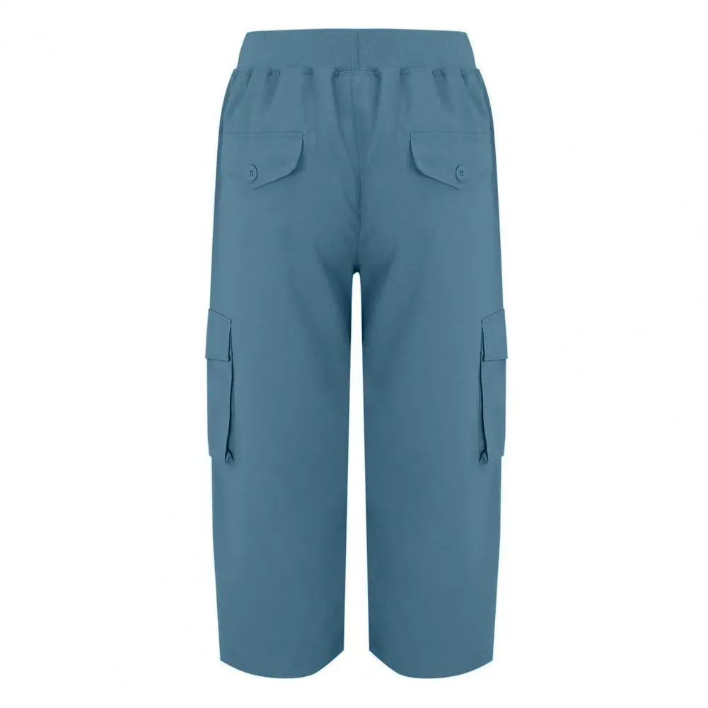 

Влагоотводящие укороченные брюки Универсальные женские брюки-карго эластичные с высокой талией регулируемые на шнурке Множество карманов для повседневной носки