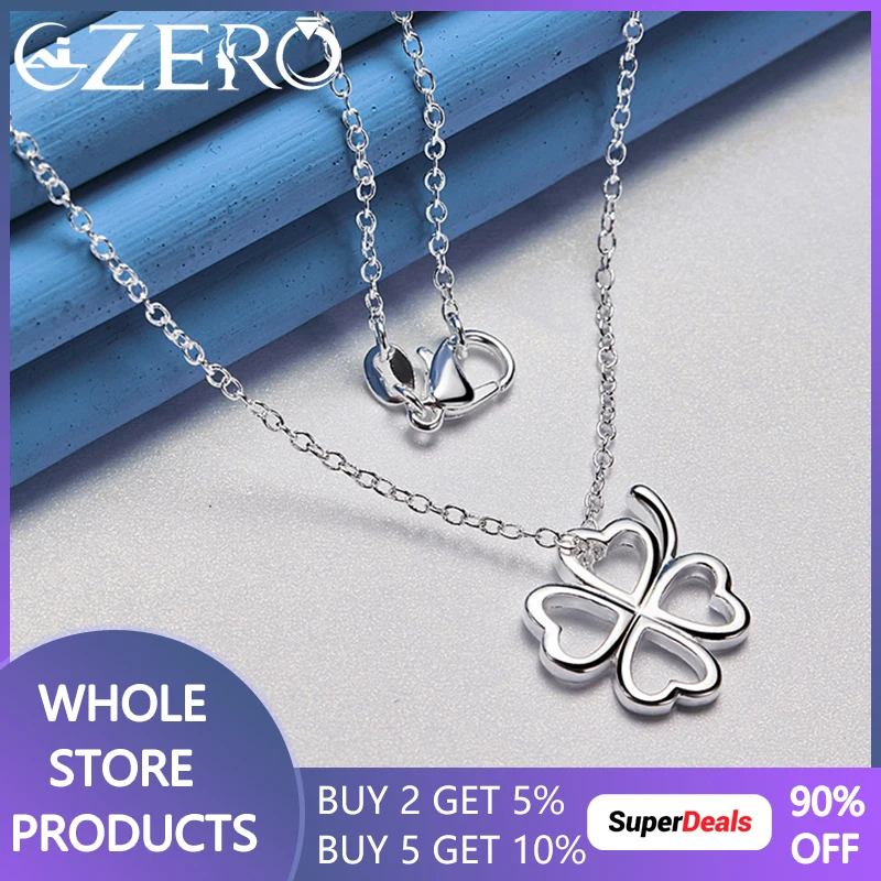 

40-75cm 925 Sterling Silver Heart Clover Pendant Necklace Fashion Jewelry Wedding Party Accessories Holiday Gift For Women Lady