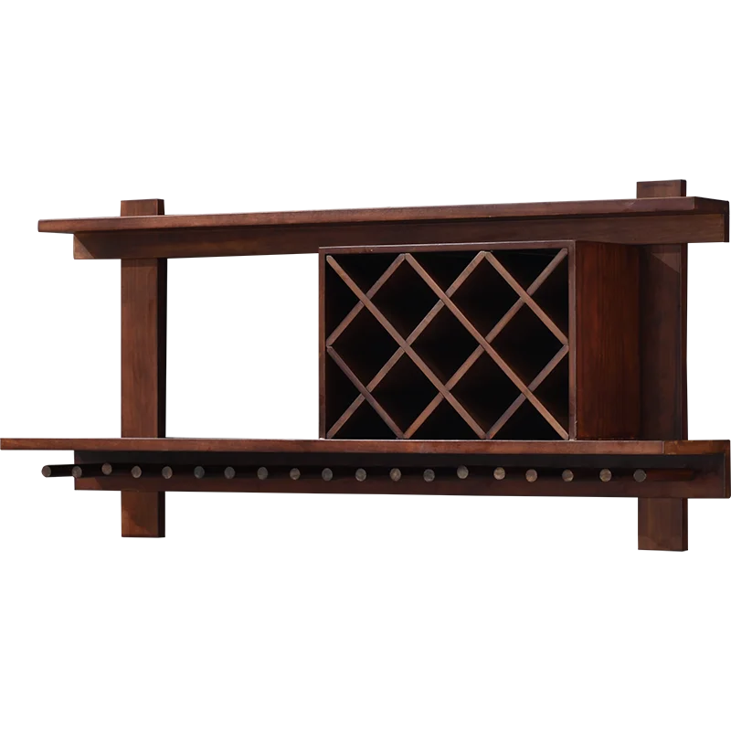 

Zl Solid Wood Wine Rack Wall-Mounted Household Storage Rack Wine Plaid Diamond-Shaped Wine Rack