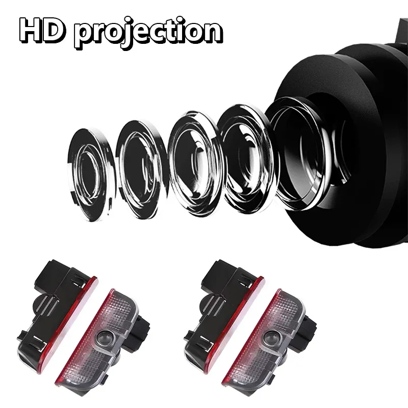 투아렉 파사트 B6 B7 B8 B9 골프 5 6 7 MK6 MK7 GTI 제타 R LED 자동차 도어 프로젝터 웰컴 고스트 섀도우 라이트 액세서리 2개