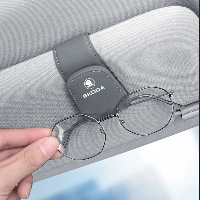 Car Sun Visor Glasses Clip Ticket Card Storage Clamp For Skoda Yeti Vrs Kodiaq Kamiq Karoq Octavia Fabia Superb Enyaq Rapid car sun visor clip