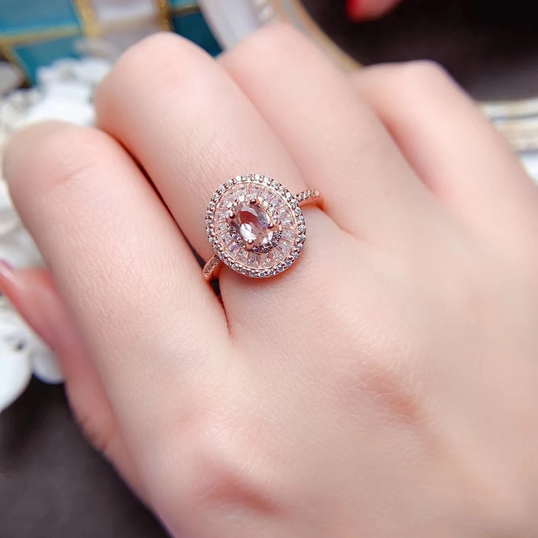 豪華なモーガナイトエンゲージリング,100% ナチュラルピンクベリル