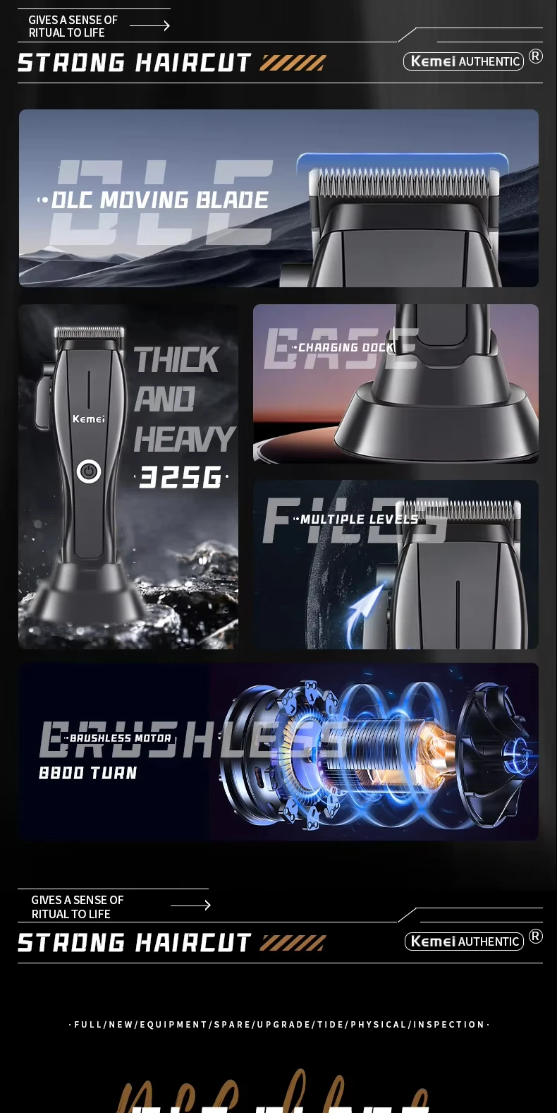 Description Picture 4 of itemKemei KM-2286 KM-2295 Manufacturer Electric Hair Clippers Professional Barber Hair Trimmer For Men Cordless Cutting Machine Kit