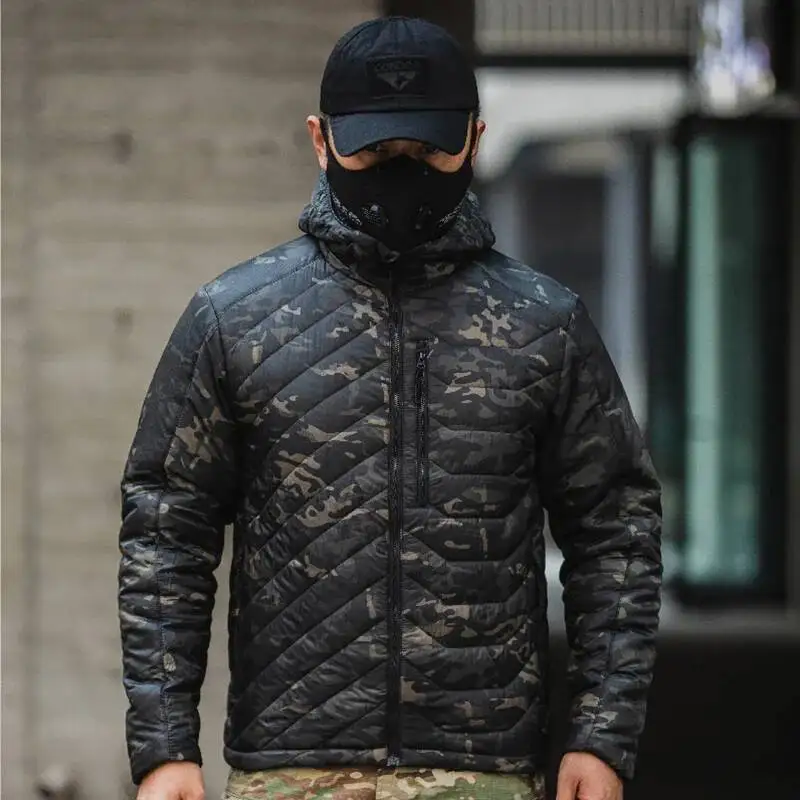 남성용 겨울 방한 전술용 면 패딩 코트 경량 방수 야외 스키 등산 의류 하이킹 ..