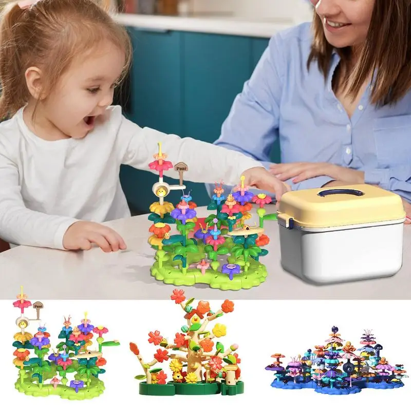 

STEM building block construction toy parent child interaction educational learning Flower Garden block Structure Toy for kids