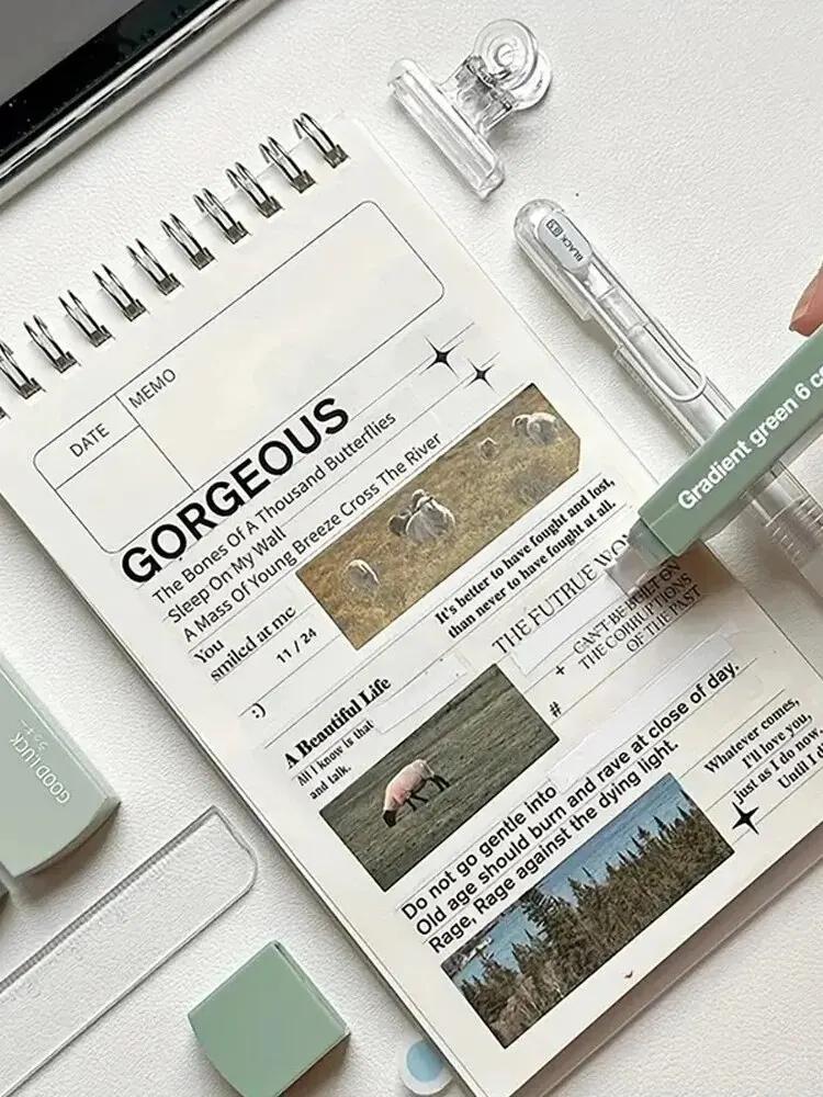 1 paquete de 6 cintas correctoras degradadas Color macarrón portátil silencioso sin riel forma cuadrada fácil de usar para la escuela Oficina hogar Supp - Imagen 3