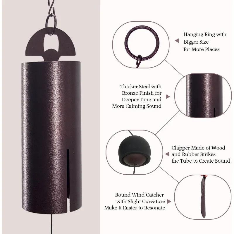 Wind Chimes for Outside Deep Tone Heroic Windbell Deep Resonance Serenity Bell Outdoor Decor for Patio,Yard,Porch