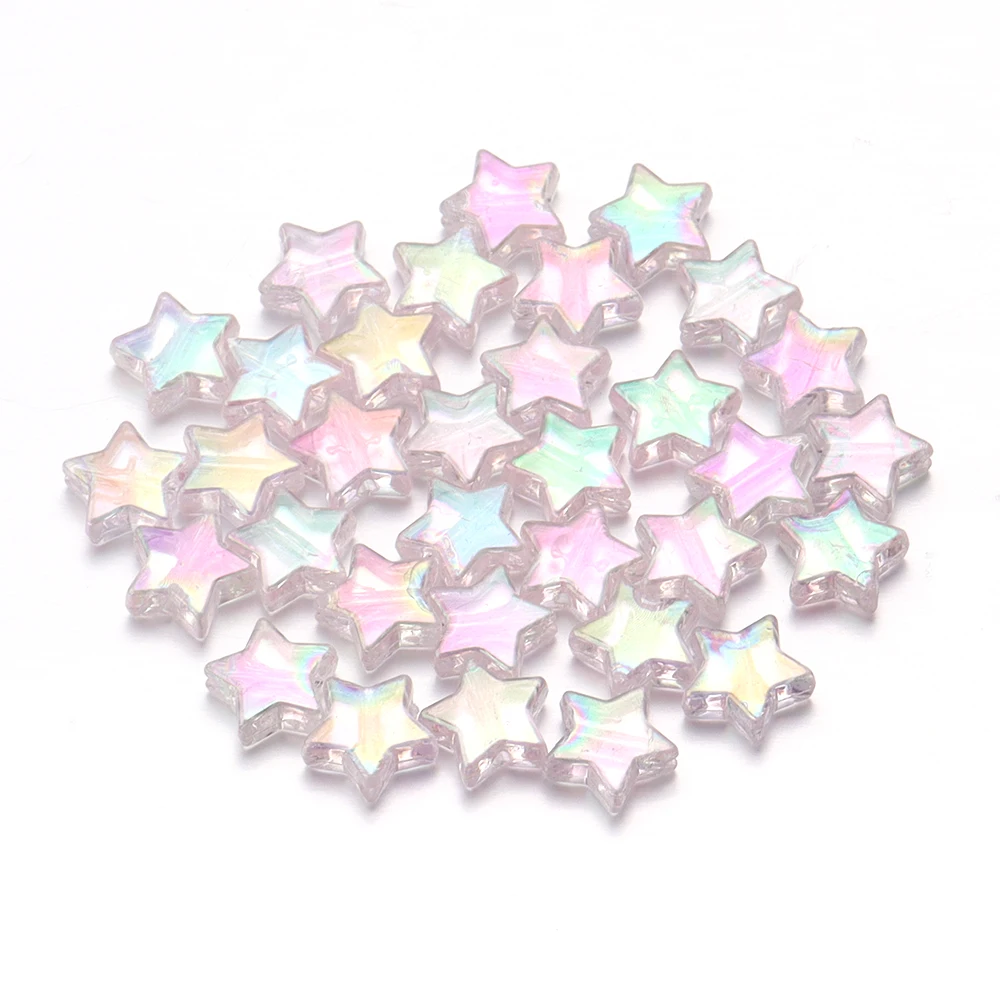 100pcs AB Color Acrylic Star Beads for DIY Jewelry and Crafting