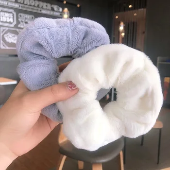 New Winter Warm Soft Hair Scrunchies for Women Girls Cute Plush Elastic Multicolor Rubber Band Loop Accessories 2