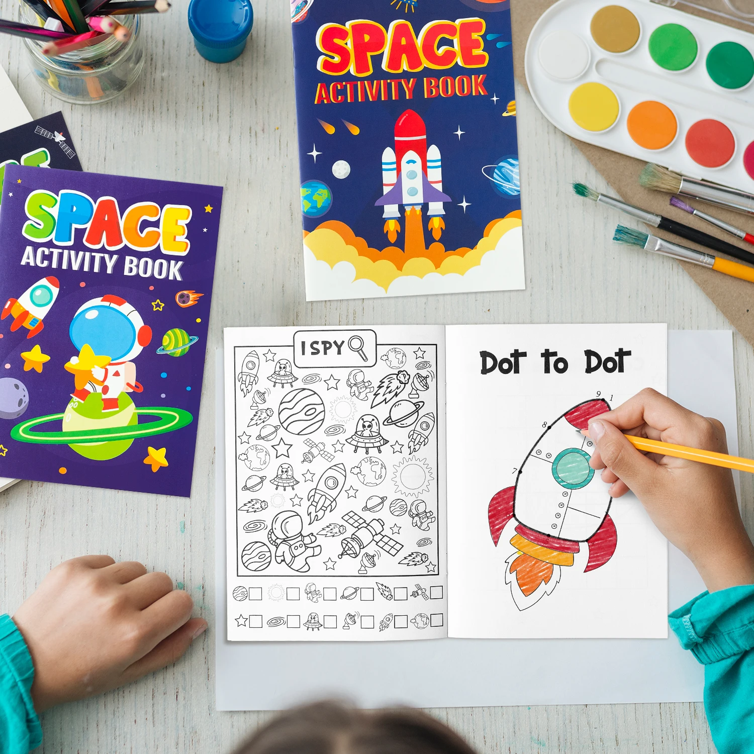 24Pcs Cartoon Puzzle Coloring Book Set,Kids Favor Space/Monster Truck/Scripture/Animals Painting Book For Birthday,Anniversary 5
