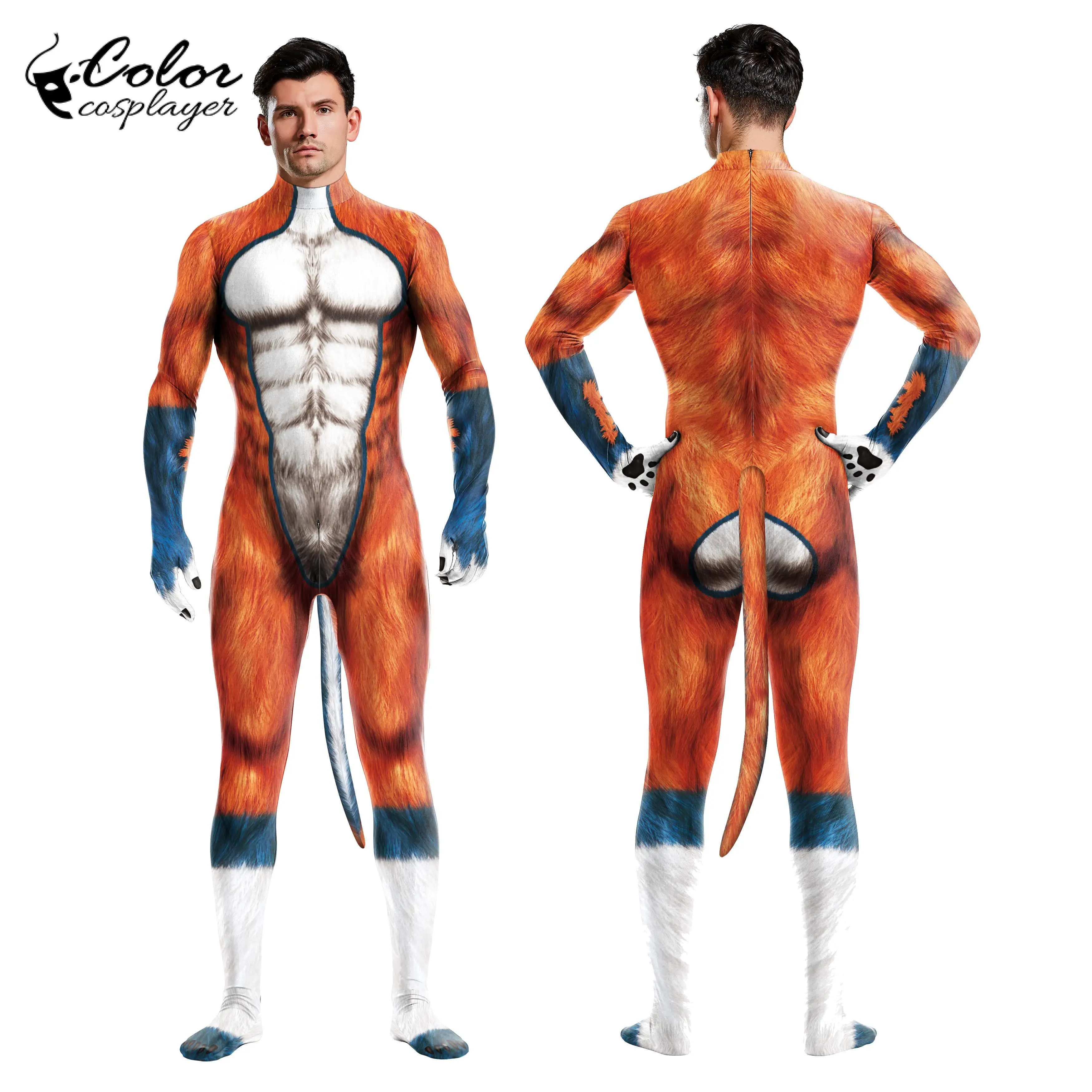 Colore Cosplayer Halloween Party Adult Interi Costumi Cosplay Animal Printed Catsuit Spandex Body Zentai Bondage Muscle Suit