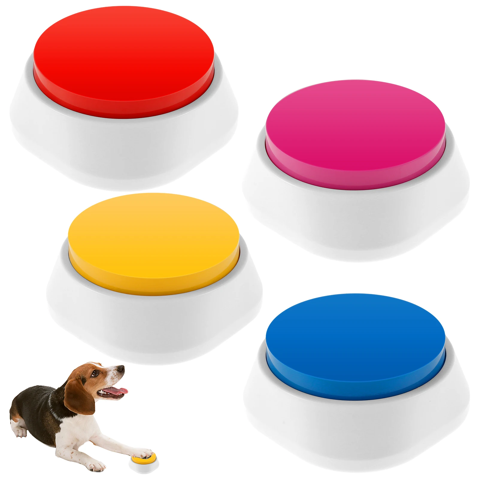 

4Pcs Dog Button 4 Colors Dog Talking Button Battery Powered Recordable Button Fun Dog Communication Button Portable Pet Training