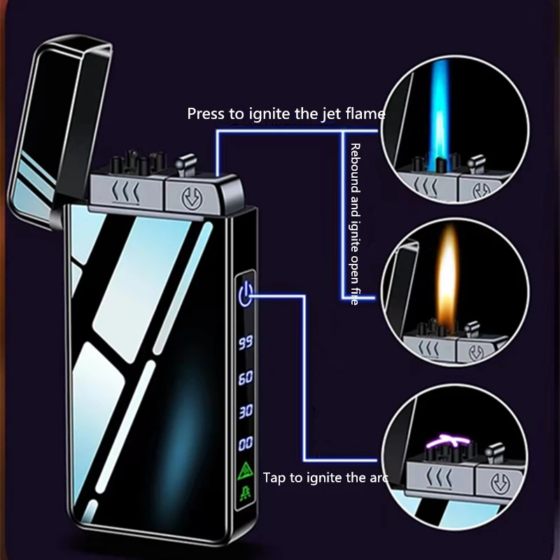 2023 neue wind dichte Metall USB Feuerzeug Fackel Feuerzeug Jet Dual Plasma  Lichtbogen Feuerzeug Gas elektrische Butan wiederauf ladbare Rohr Zigarre  Feuerzeug - AliExpress