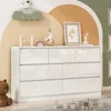 White Dressing Table in Bedroom, 55 Inch Long Dressing Table, High Gloss Dressing Table with 7 Drawers, Wooden Drawer Cabinet 1