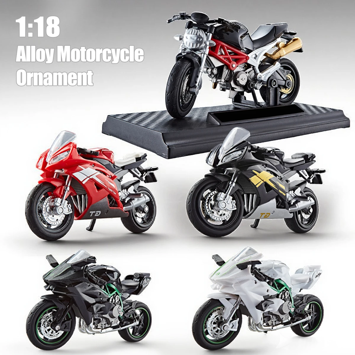 Model Diecast Motocycle Toys Ornament, 1:18/1:36 Car Rotating Rubber Rires Desktop Ornament Gifts - 2