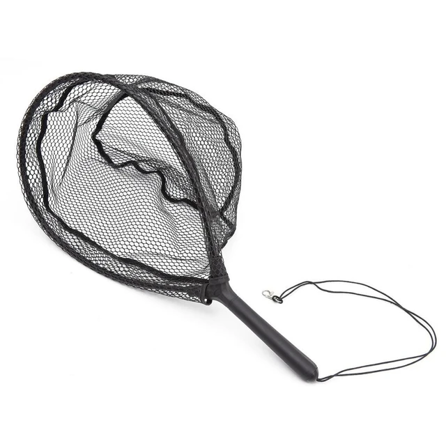 Fly Fishing Landing Net Carp Trout Net with Safety Line Black