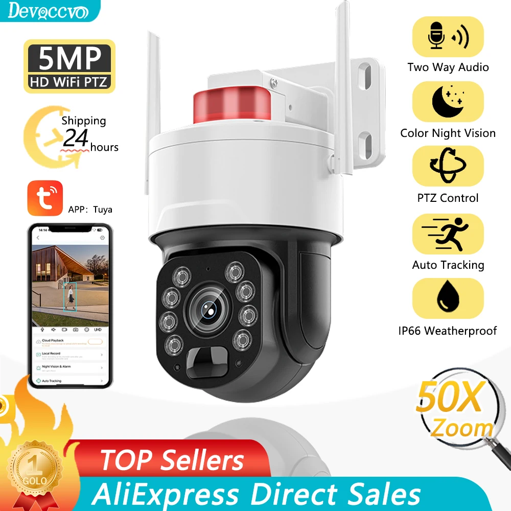 

5MP TUYA Intelligent PTZ Control Wifi Camera Outdoor 50X Optical Zoom AI Human Detection 150-200M Color Night Vision IP Camera