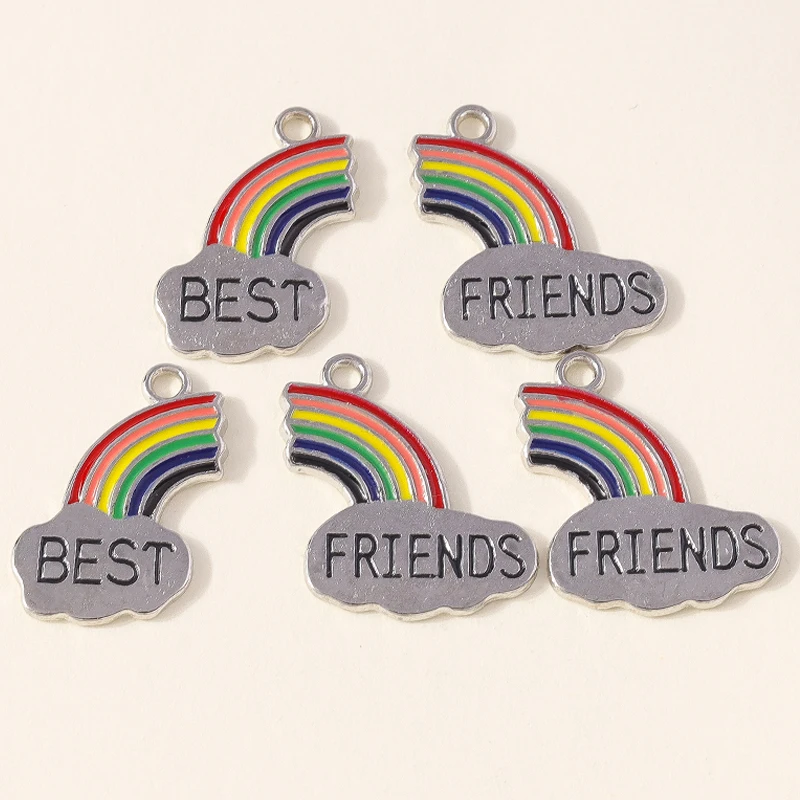 Leslie 20 Stück BFF Regenbogen Beste-Freunde-Anhänger für Schmuckherstellung, Halsketten, Ohrringe, DIY Schmuckgeschenke für Frauen und Mädchen
