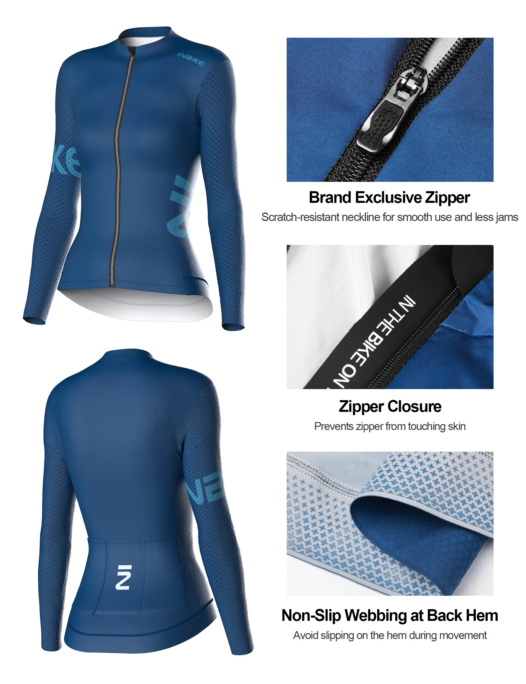 Cycling Shirt INBIKE Pro Cycling Jersey Women Long Sleeve Breathable Bike Jersey with 3 Pockets Bike Shirts for Road Biking Clothes Quick Dry